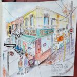 reliable fish and chips watercolour sketch